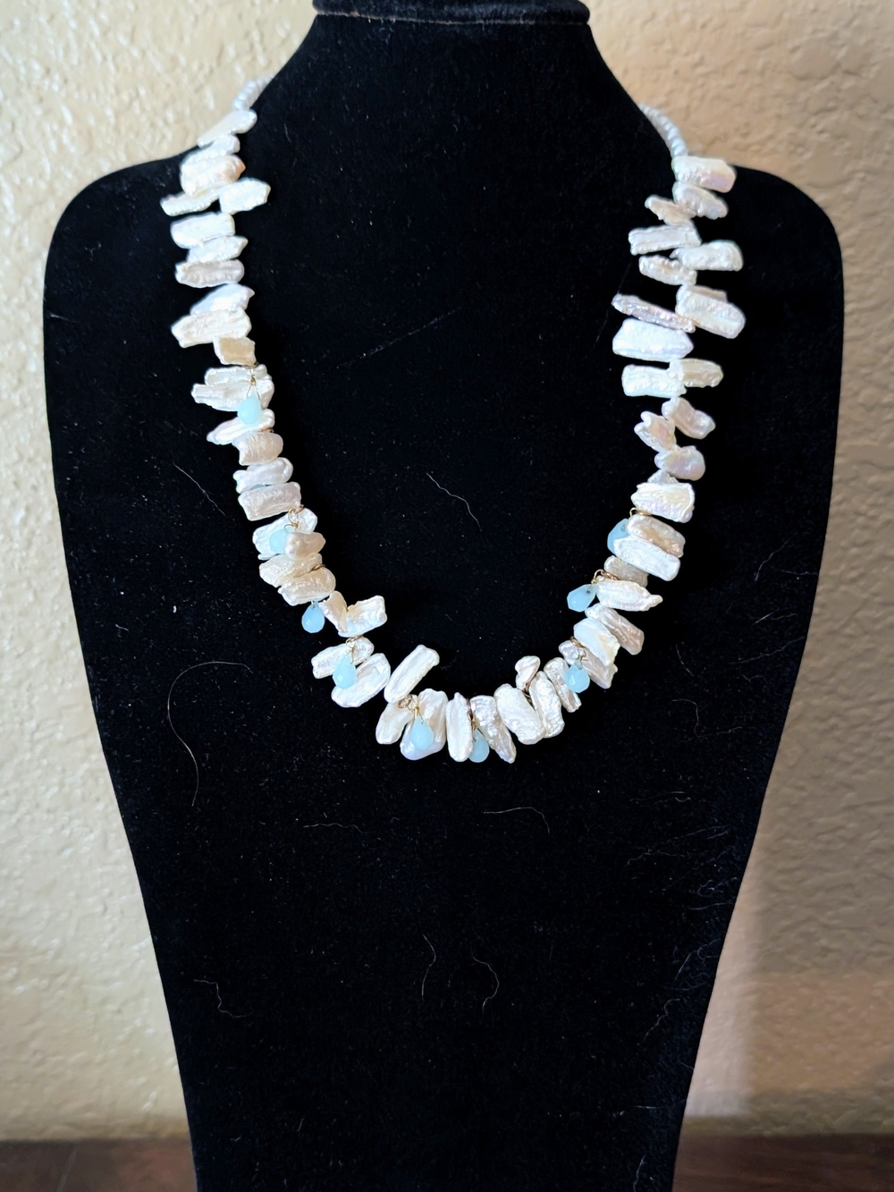 Coldwater Creek White/Blue Freshwater Pearl Nugget Necklace